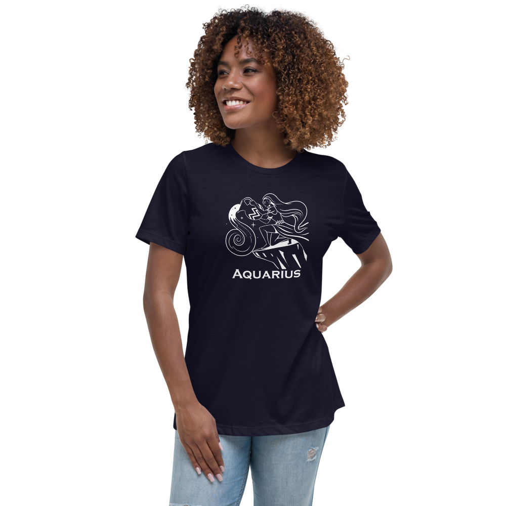 Woman's relaxed fit t-shirt with custom Aquarius design