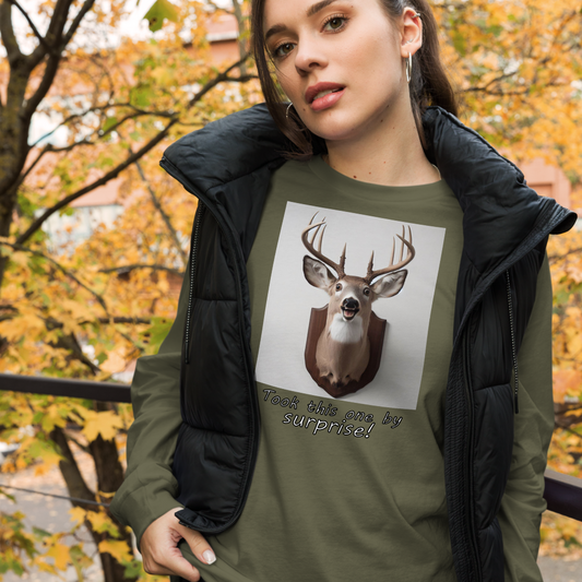 Surprised Deer - Unisex Long Sleeve Tee - Perfect Gift For Hunters - Free Shipping!!!!!